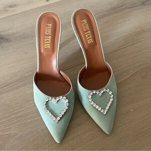 Paris Texas Heart Embellished Mules